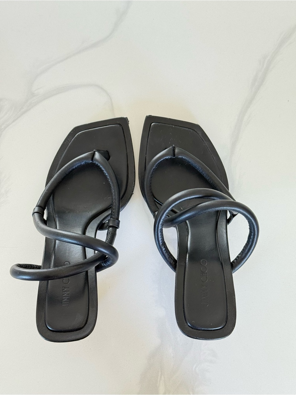 Jimmy Choo Cape 70 Black Leather Sandals EU 38